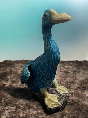 Antique 1960 Chinese turquoise glazed porcelain duck figurine.
